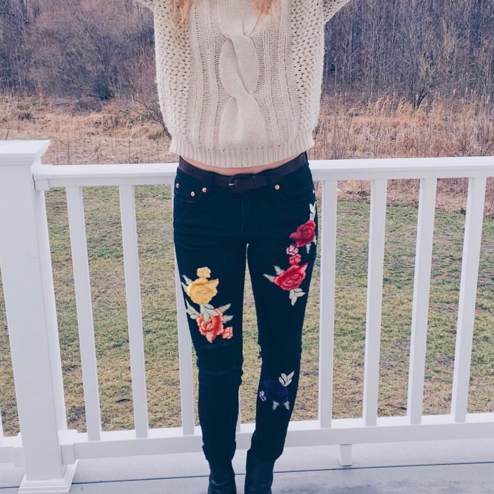 Black Embroidered Jeans.